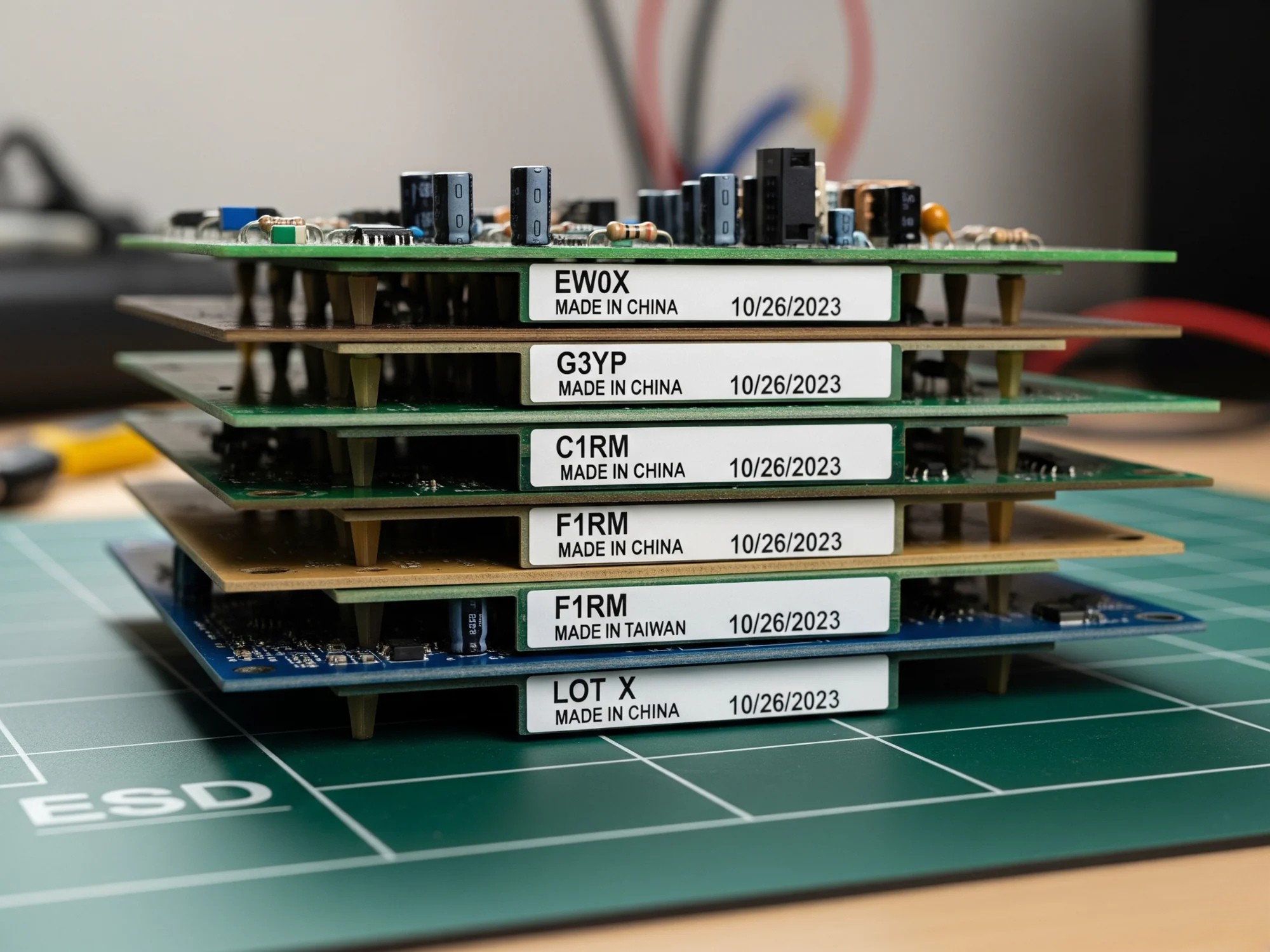 Placas de circuitos verdes y componentes electrónicos listos para recuperación