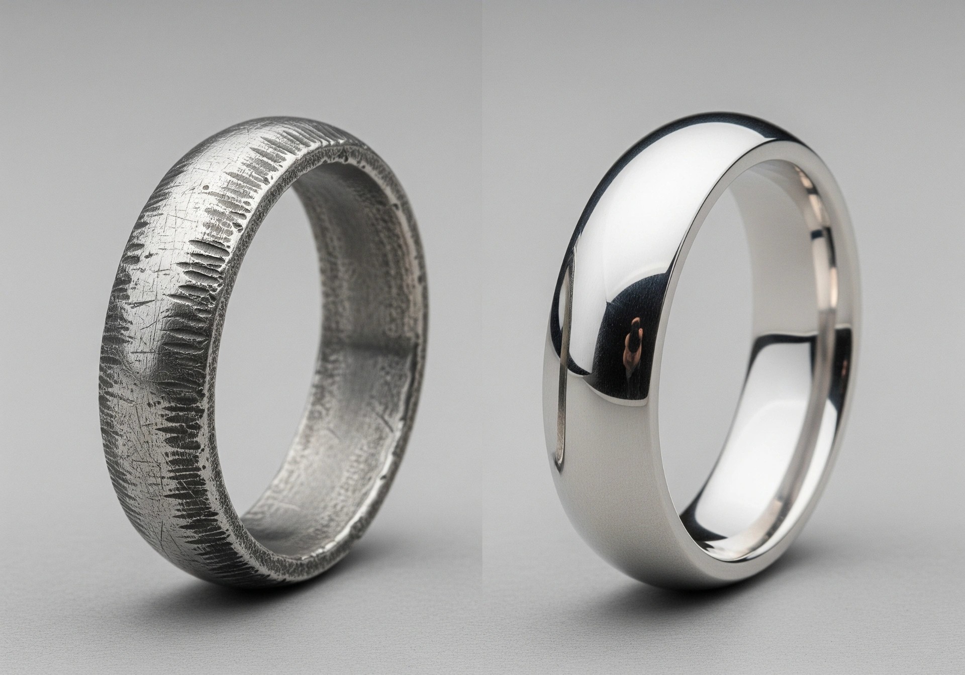 Comparación entre prototipo y pieza final de anillo E-WEAR