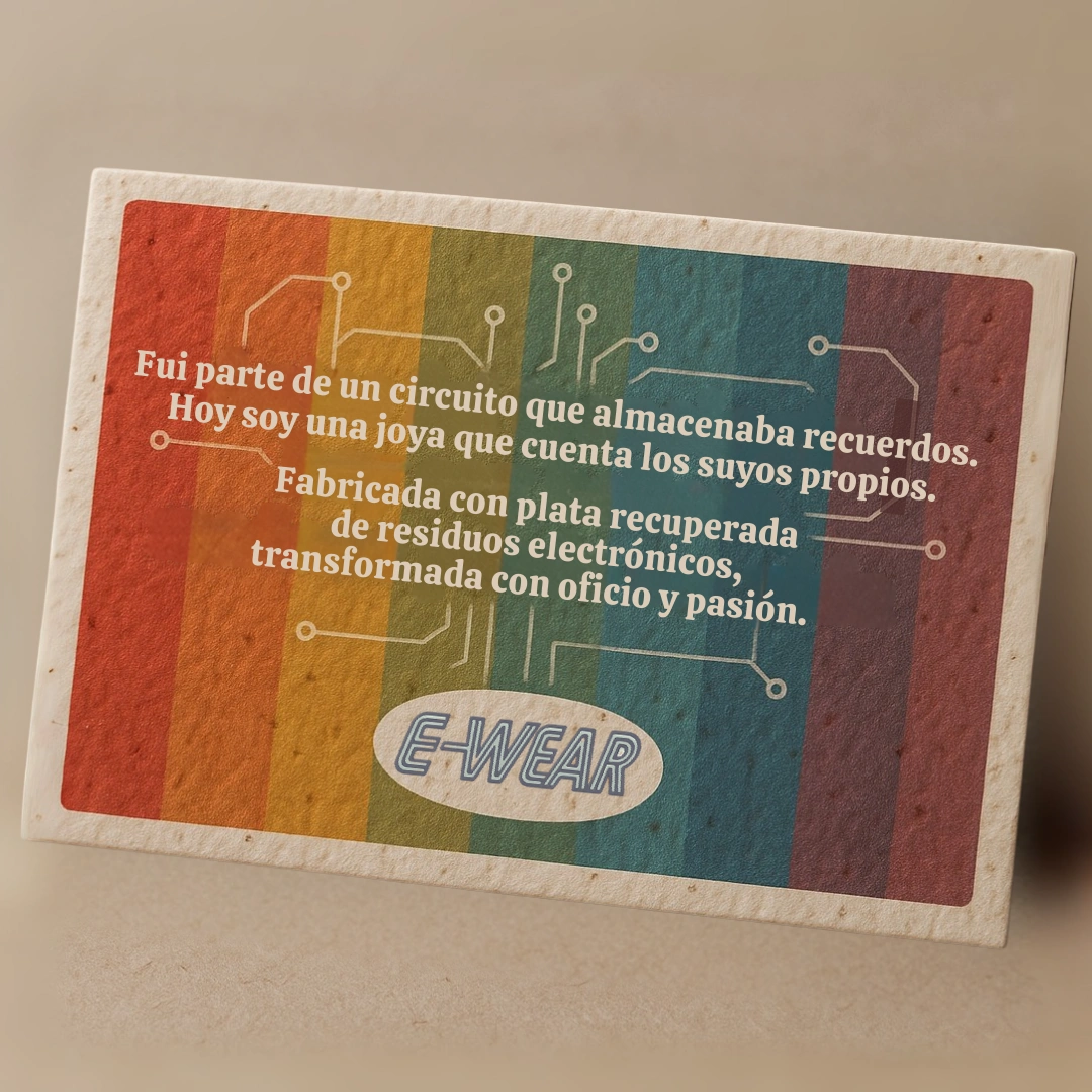 Tarjeta plantable con mensaje macro del proyecto E-WEAR