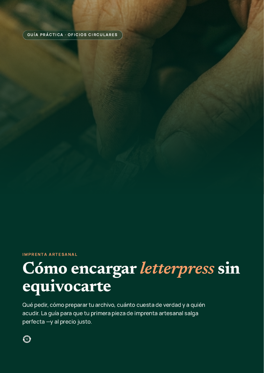 Portada de la guía gratuita Cómo encargar letterpress sin equivocarte